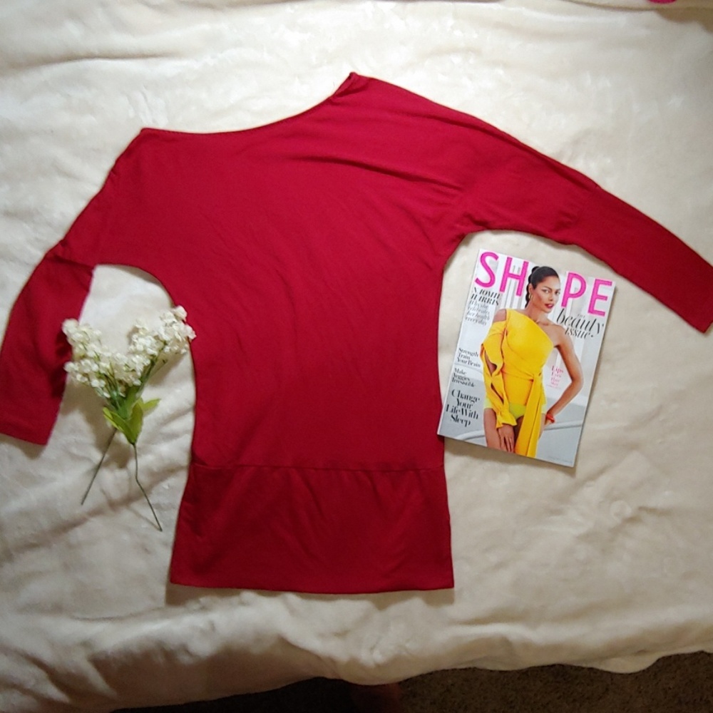 Long sleeve off shoulder sexy red blouse